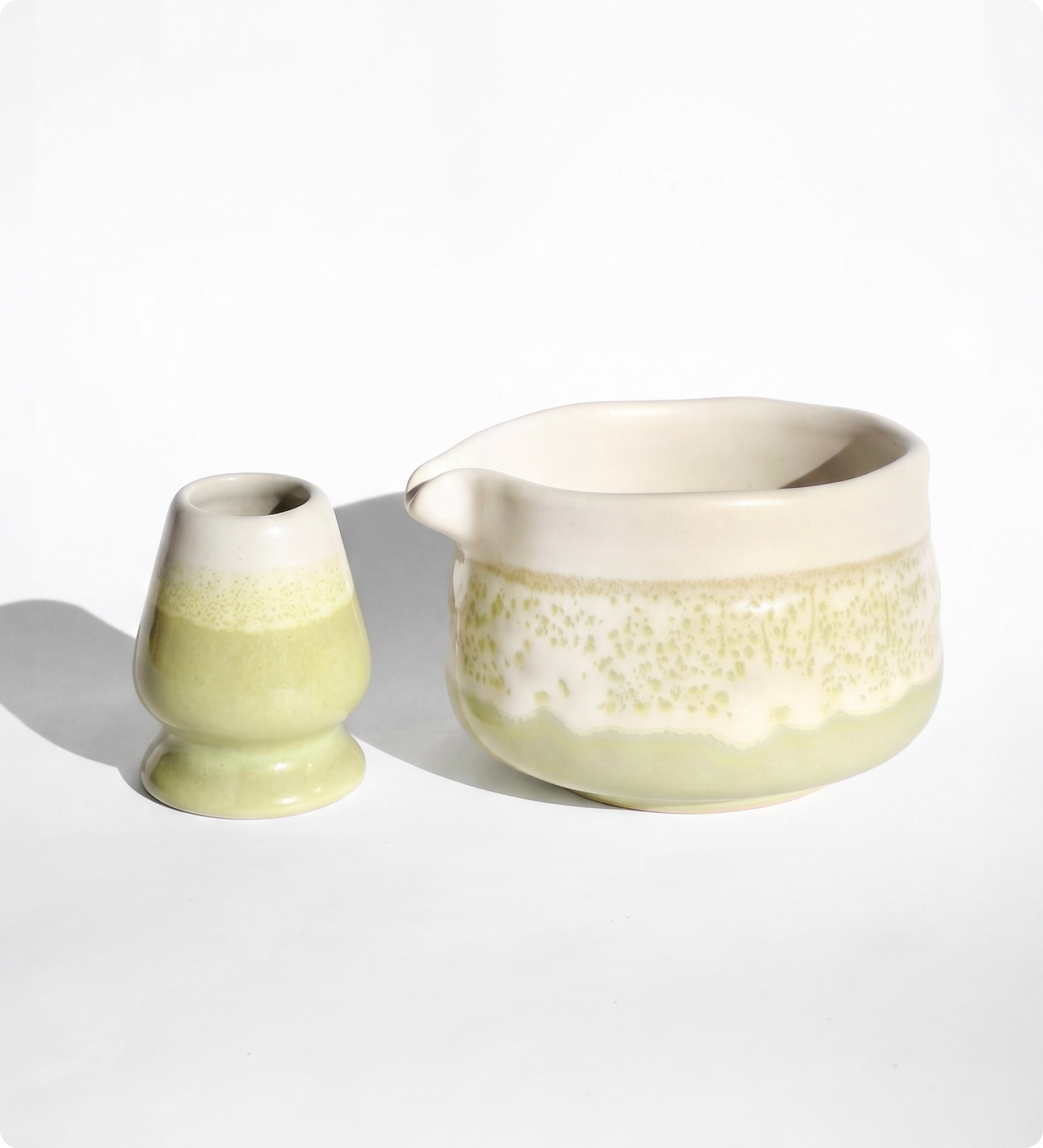 Lime Lush Ceramics Essentials: Matcha Bowl + Whisk Stand