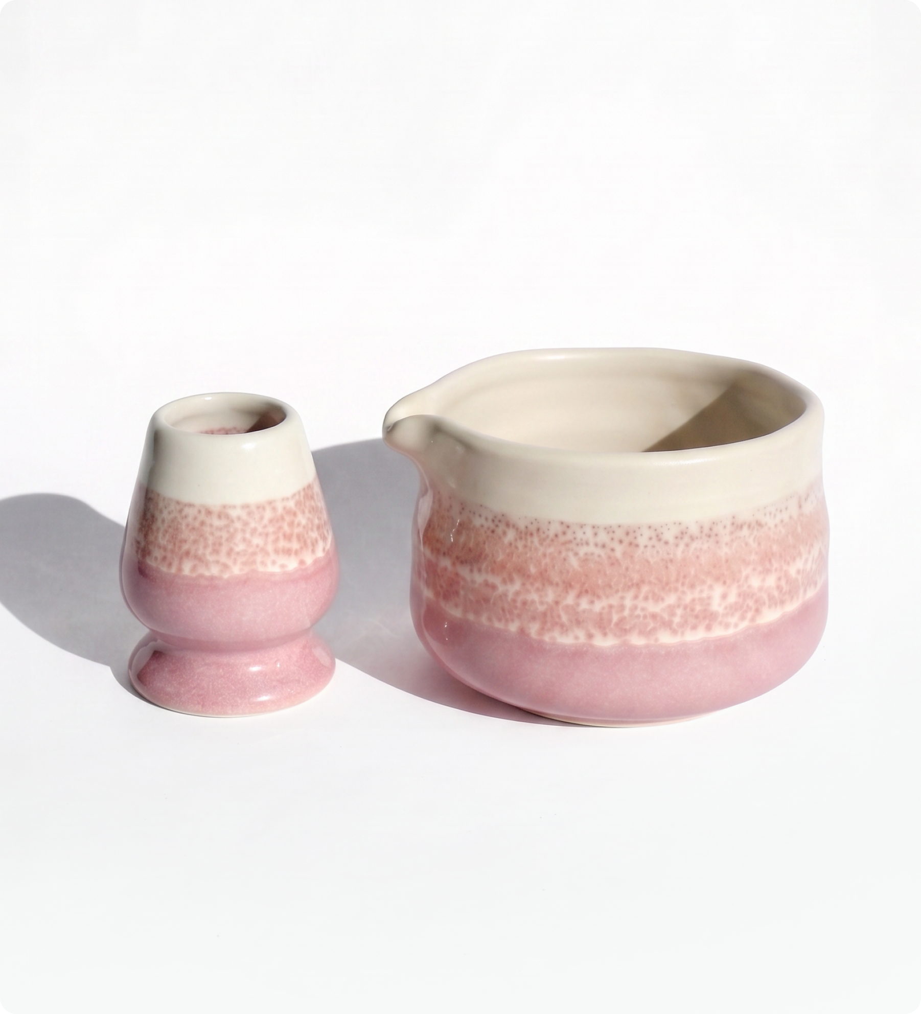 Pink Pomelo Ceramics Essentials: Matcha Bowl + Whisk Stand
