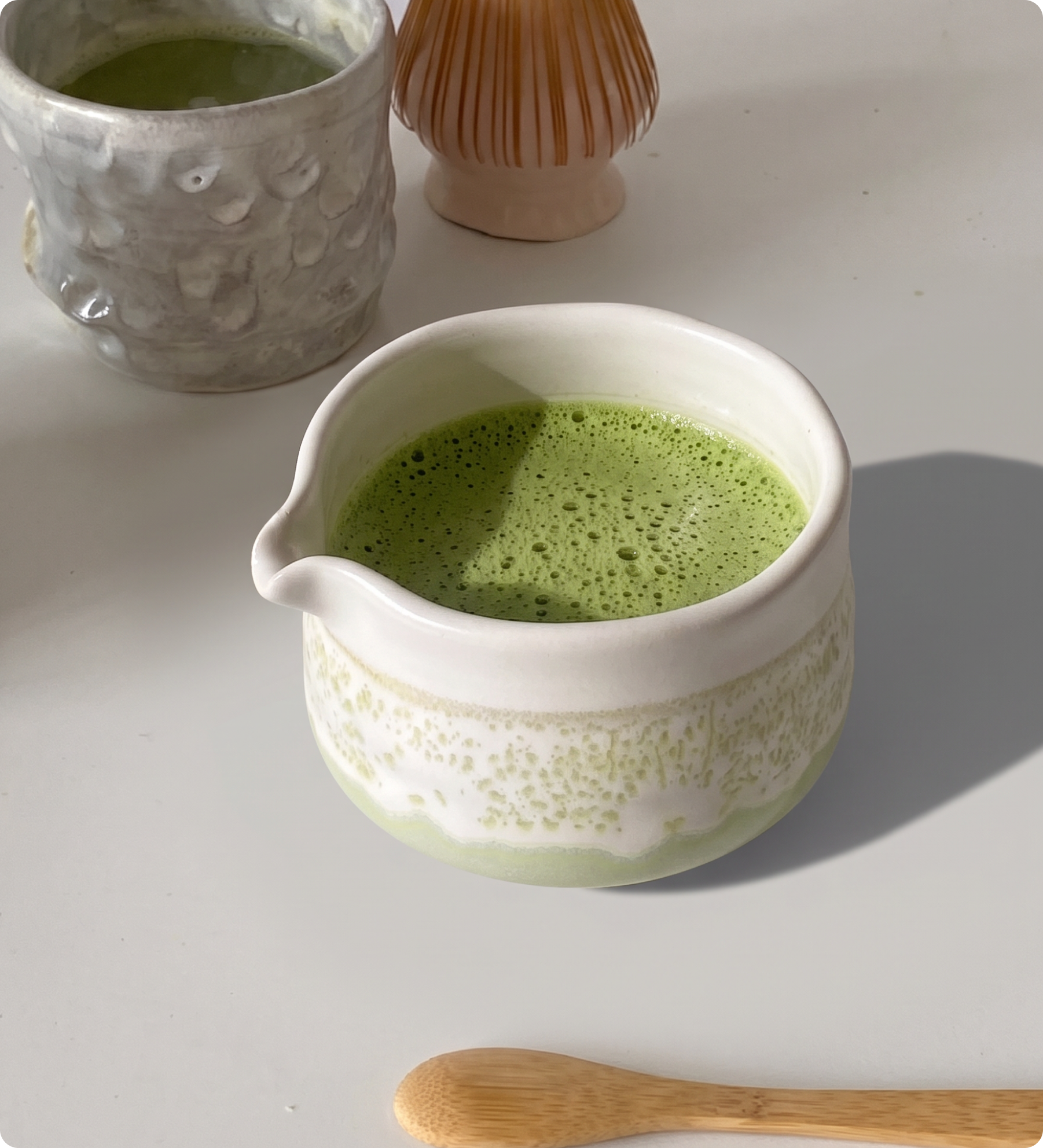 Lime Lush Ceramics Essentials: Matcha Bowl + Whisk Stand