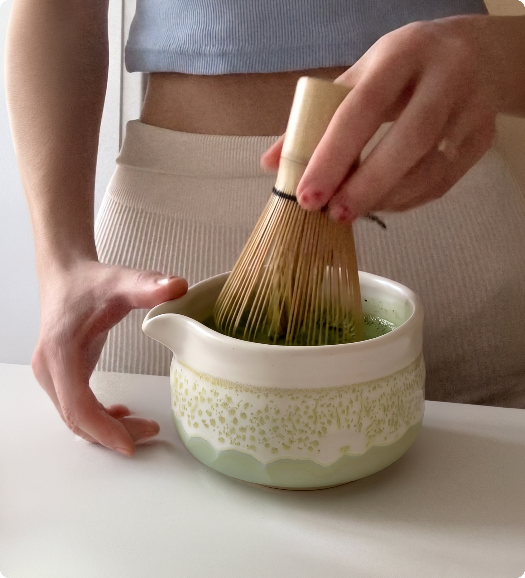 Lime Lush Ceramics Essentials: Matcha Bowl + Whisk Stand