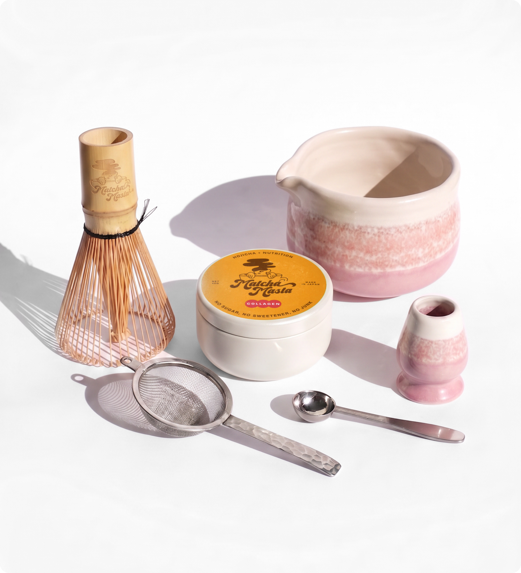 Hojicha + Collagen 6-Piece Set: Pink Pomelo