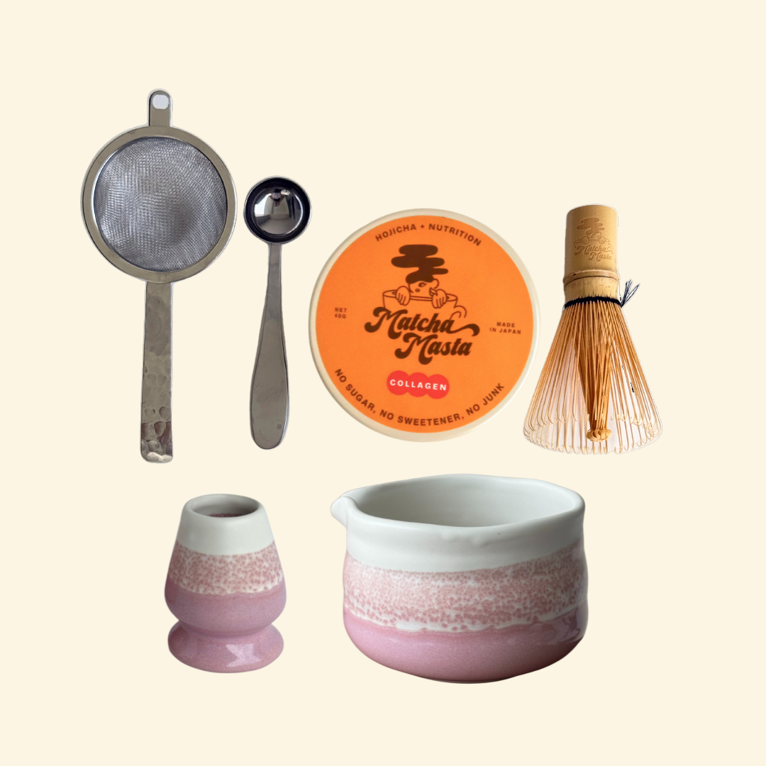 Hojicha + Collagen 6-Piece Set: Pink Pomelo