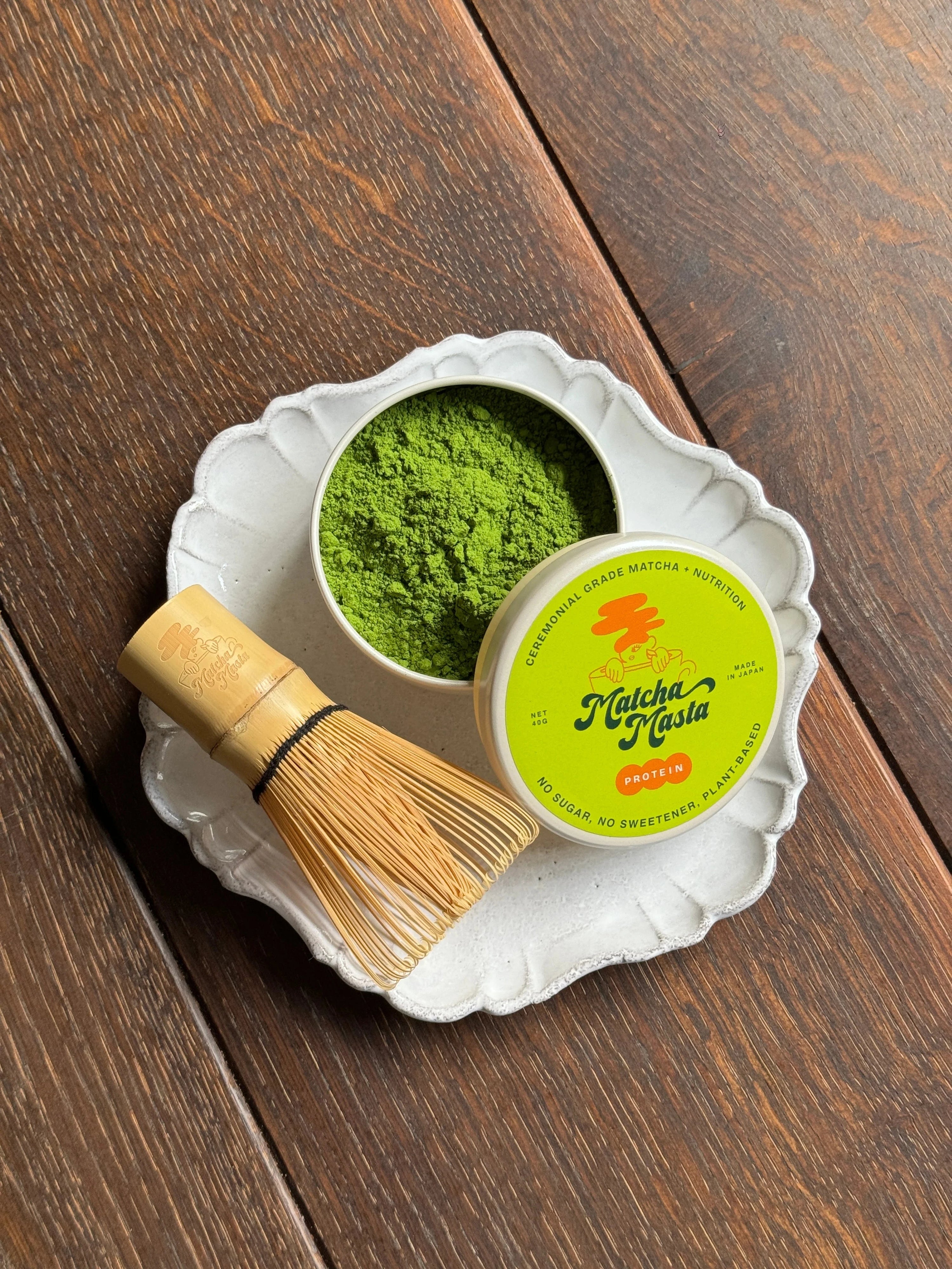 Matcha Masta 2-Piece Matcha Bundle – Bamboo Whisk & Matcha Protein