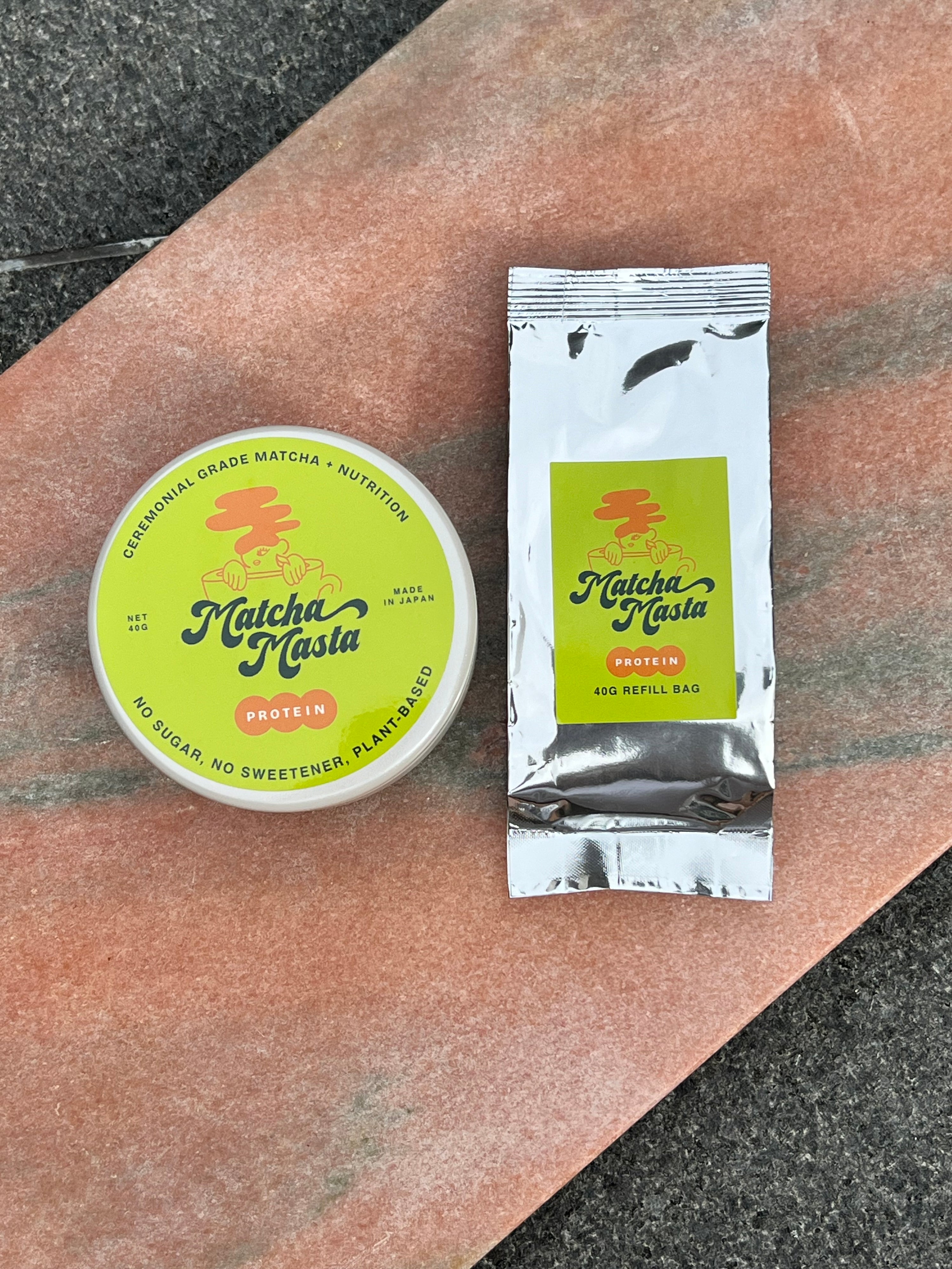 Matcha + Protein Tin and Refill Bag Bundle